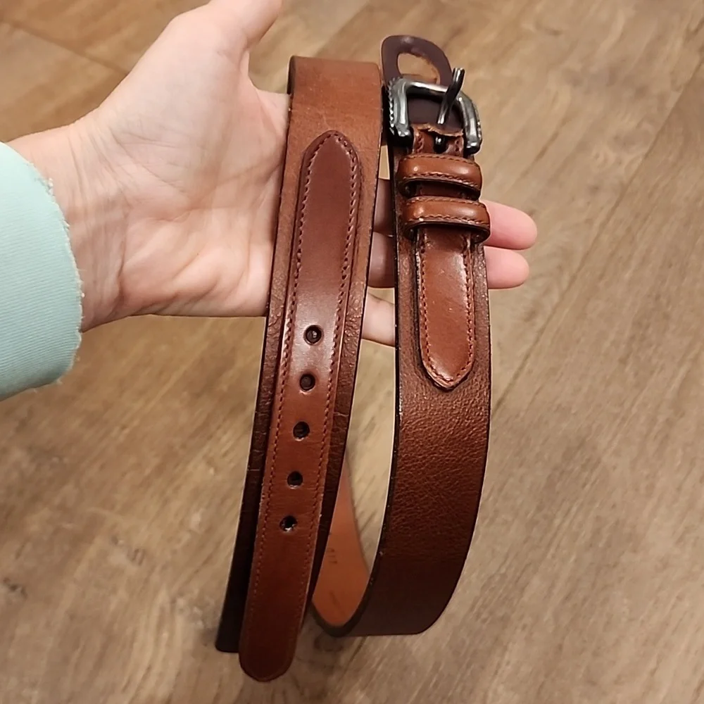 Vintage Trafalgar Belt Shrunken Oilskin Leather Handmade Cognac Brown size 30